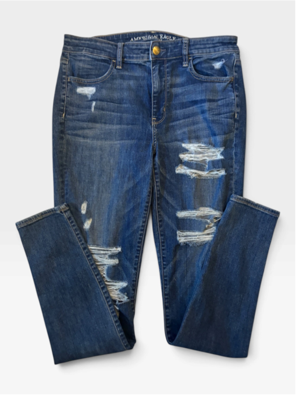 American Eagle Outfitters Super Stretch Distressed Hi-Rise Jegging - Size 12